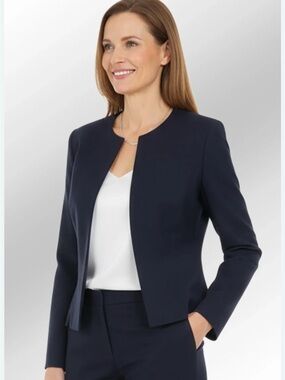 Annex black blazer collar less open front notched neckline size 16W